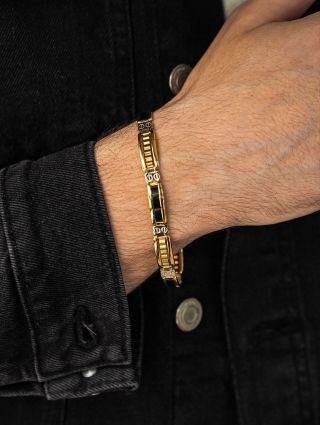 Pansky zlatý náramek s onyxem ✨✨✨